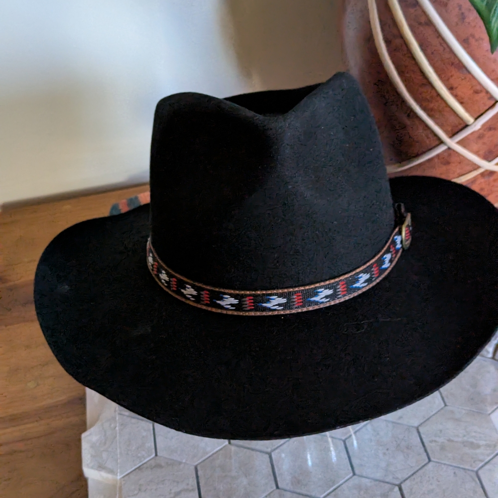 Bailey Cortez Size55 Black Cowboy Hat with Patterned Band